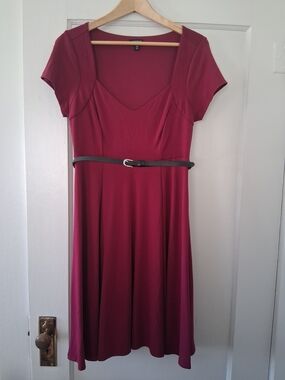 Torrid Dress 00 / 10 / Medium Fit & Flare Wine Berry Princess Seamed Stretch